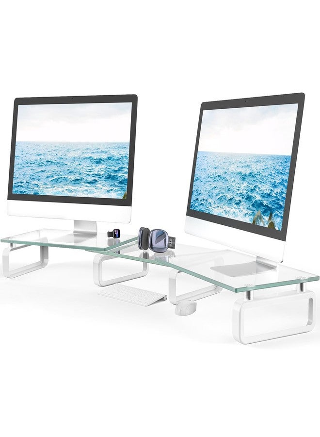 Hemudu Dual Monitor Stand, Computer Monitor Stand, Desktop Organizer, Monitor Stand Riser for PC, Computer, Laptop Clear HD02T-301 - Image 1