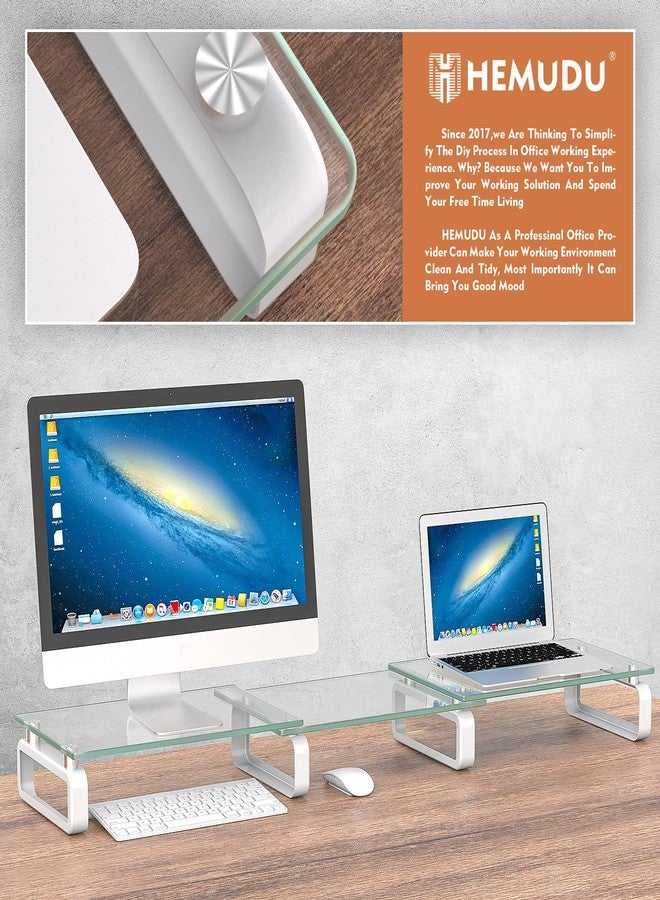 Hemudu Dual Monitor Stand, Computer Monitor Stand, Desktop Organizer, Monitor Stand Riser for PC, Computer, Laptop Clear HD02T-301 - Image 2