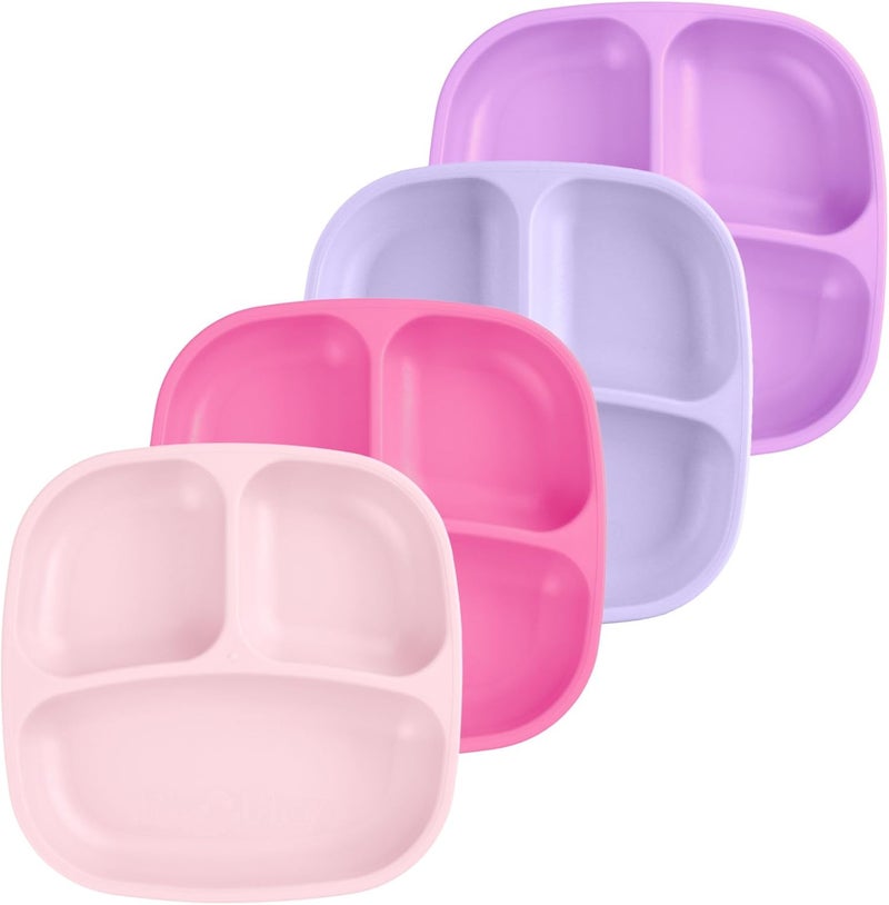 RePlay Toddler Plates with Dividers  DeepWalled 3 Compartments Divided Plates for Kids  Dishwasher  Microwave Safe  Made in USA  Set of 4737 x 737 x 125  Princess - Image 1