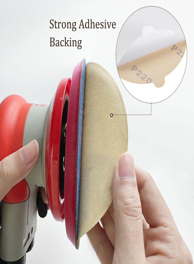 Kozelo 25pcs PSA Sanding Discs - [5 Inch x 220 Grit] Non-Hole Self Adhesive Sticky-Back Gold Sandpaper Discs with Tab for Automotive Car Paint Use, Aluminum Oxide, Round - Image 3