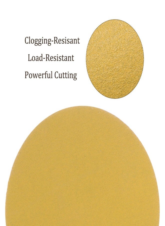Kozelo 25pcs PSA Sanding Discs - [5 Inch x 220 Grit] Non-Hole Self Adhesive Sticky-Back Gold Sandpaper Discs with Tab for Automotive Car Paint Use, Aluminum Oxide, Round - Image 4