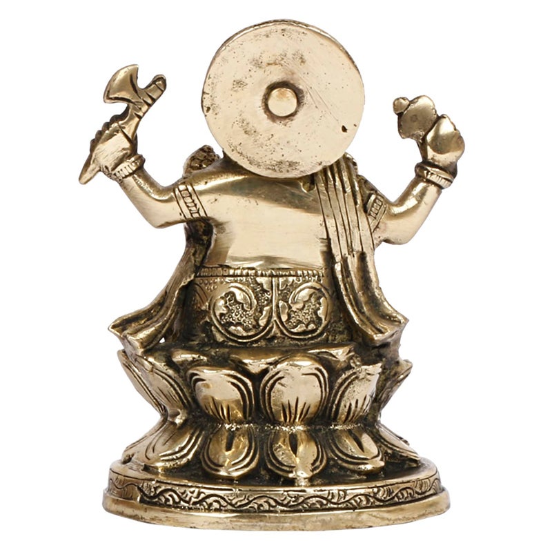ARTVARKO Brass Ganesha Sitting on Lotus Ganesh Ganpati Murti Metal Statue for Home Office Entrance Decor Diwali Pooja 5 Inches - Image 5