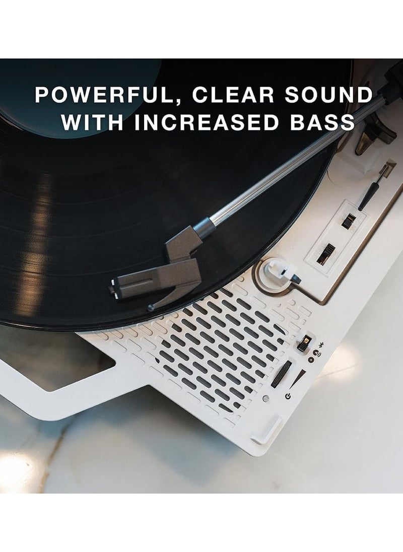 VICTROLA - Victrola Re-Spin Sustainable Suitcase Record Player with Built in Bluetooth Speakers 3 Speed Belt Driven Turntable Built-in Bass Radiator 3.5mm Headphone Jack Light Blue - Image 1