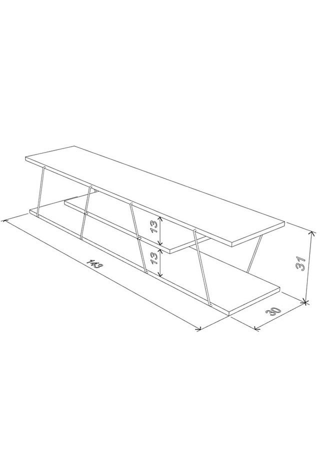 هوم كانافاس Home Canvas Tars Modern TV Stand for Living Room, TV Unit Media Easy Assembly (143cmX32cmX31cm)- Walnut and Chrome - Image 4