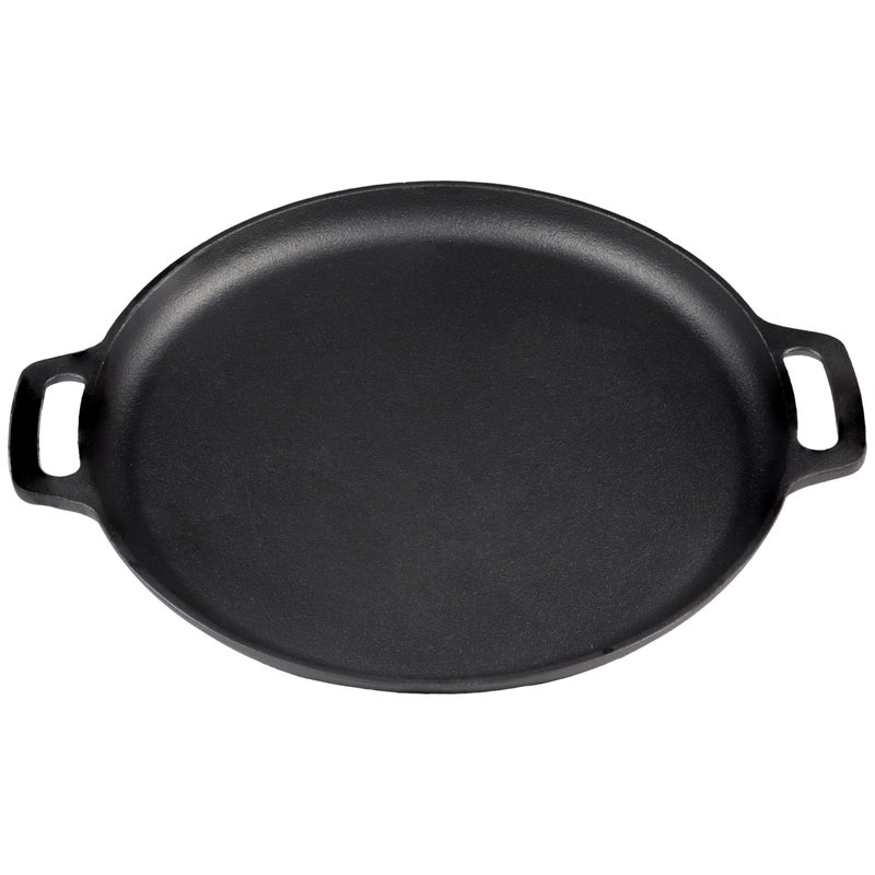 Sunnydaze 1375Inch PreSeasoned Cast Iron Pizza Pan with 2 Side Handles for Cooktop Oven and Grill