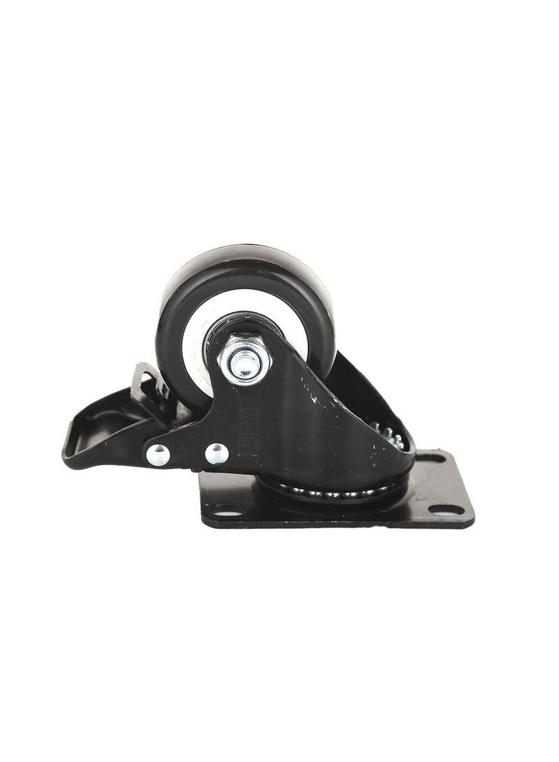 BMB tools Black PVC White Rim Caster 2 Piece 1.5 Inch- Swivel with Brake - Plate| Industrial & Scientific|Material Handling Products|Rubber Caster| Wheel - Image 2