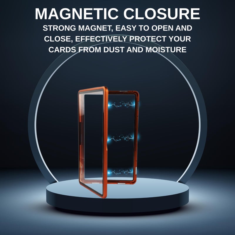 RedCap Magnetic Aluminum Graded PSA Slab Guard UV Resistant Glass 35PT Premium Protector Display Case For Standard PSA CGC Graded Sport Trading Cards - Sunset Orange - Image 4