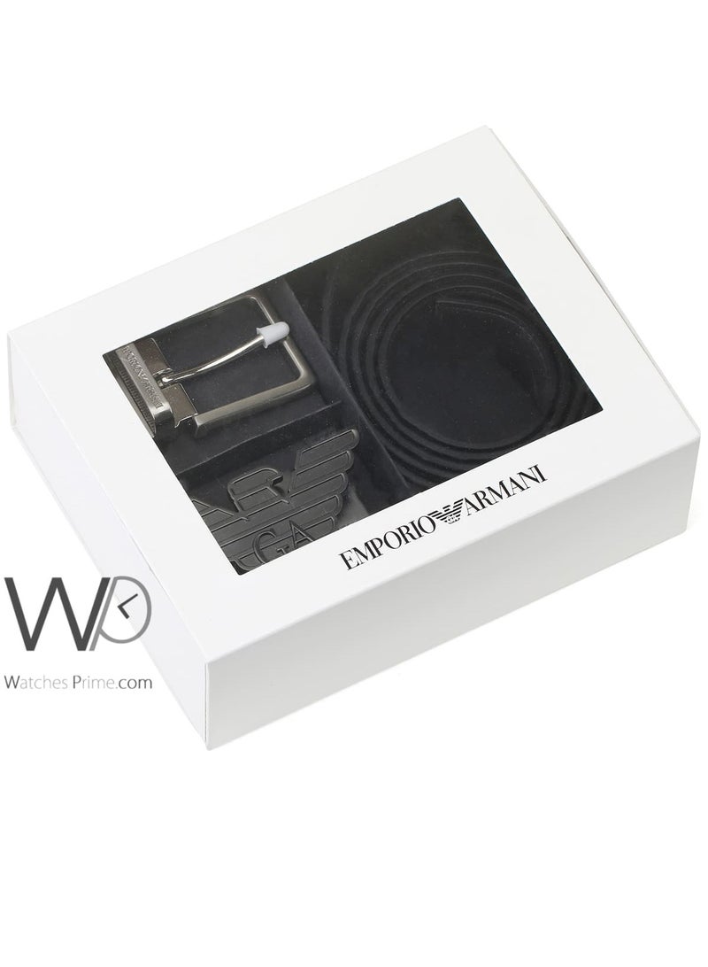 EMPORIO ARMANI Giorgio Armani Leather Double Face Belt Black Belt Two Buckle Gift Set Box For Men  - Image 5