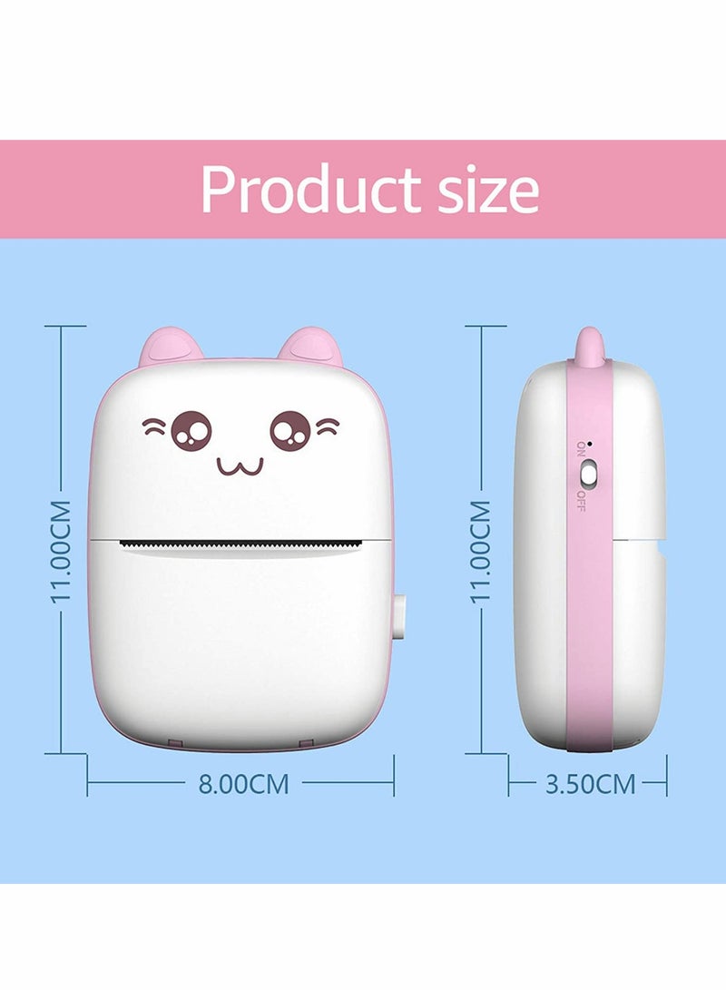 SYOSI Portable Printer, Mini Pocket Printer Wireless Bluetooth Thermal Printer with Thermal Printing Paper USB Cable for Note Photo Web Document Printing Label Receipt Study Home Office, Pink - Image 4