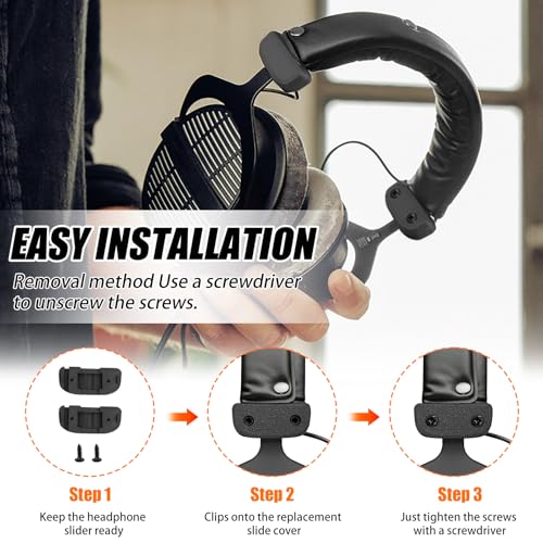 Axfvd Headphones Slider Cover Kit for Beyerdynamic Headphones - 2 Pcs (Black) - Image 4