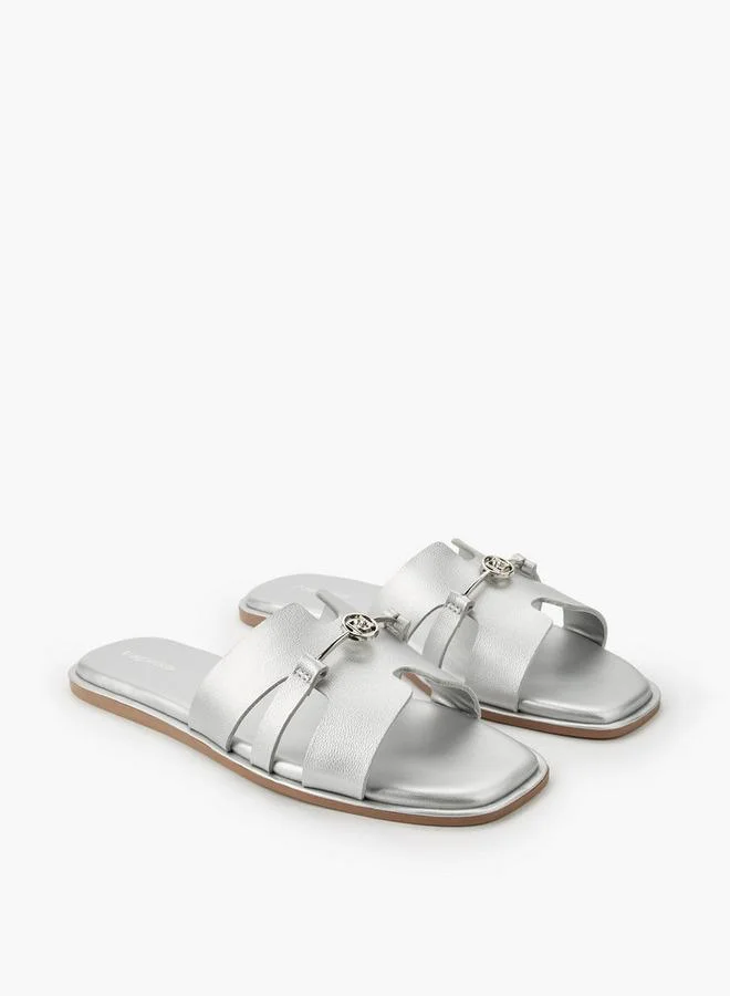 Paprika Women Metallic Accent Slide Sandals