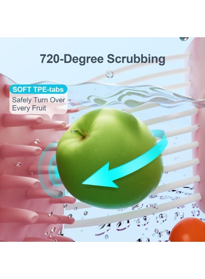 TERRIFI Large Fruit Washer Spinner & Cleaning Device with Brush – Manual Vegetable Scrubber and Washing Bowl Set - Image 4