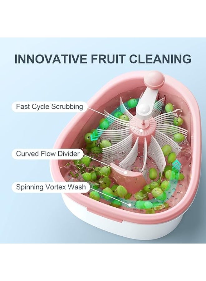 TERRIFI Large Fruit Washer Spinner & Cleaning Device with Brush – Manual Vegetable Scrubber and Washing Bowl Set - Image 5