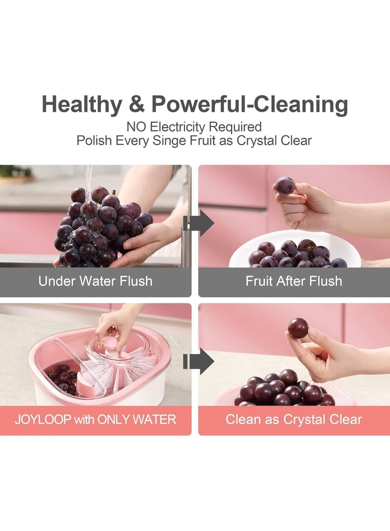 TERRIFI Large Fruit Washer Spinner & Cleaning Device with Brush – Manual Vegetable Scrubber and Washing Bowl Set - Image 3