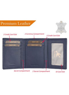 HORNBULL HORNBULL Men's Navy Tri Fold Genuine Leather Wallet for Men | Soft and Quality Mens Wallet with RFID Blocking Security | Attractive Design Gift for Mens  - Image 4