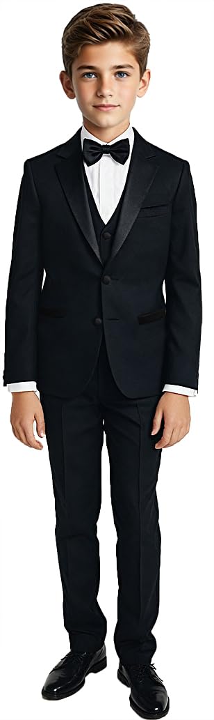 Black n Bianco Boys Tuxedo in Black Dresswear Set Size 7