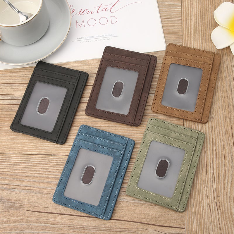 New Pu Men'S Card Bag Crazy Horse Leather Change Clip Neutral Unisex Coin Purse Multi-Function Card - Image 2