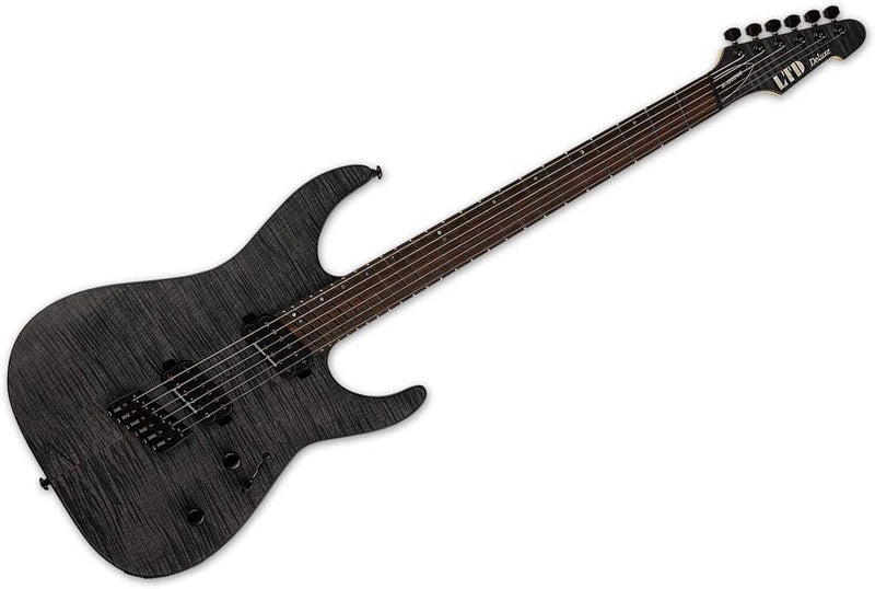 ESP جيتار كهربائي متعدد المقاييس 6 أوتار من ESP LTD M1000 بلون أسود ساتان شفاف يمين LM1000MSFMSTBLKS - Image 1