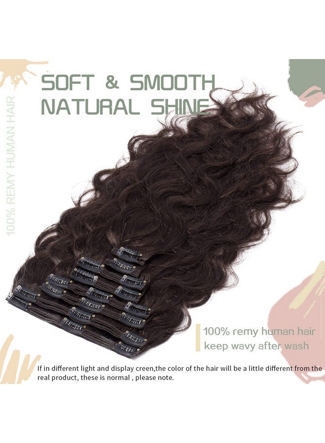 S-noilite Wavy Clip In Hair Extensions Real Human Hair Curly Wavy Clip In Human Hair Double Weft Natural Wave Human Hair Clip In Extensions 8 Pieces 18 Clips 100% Remy Hair(20 Inch 150Gdark Brown (02)) - Image 3