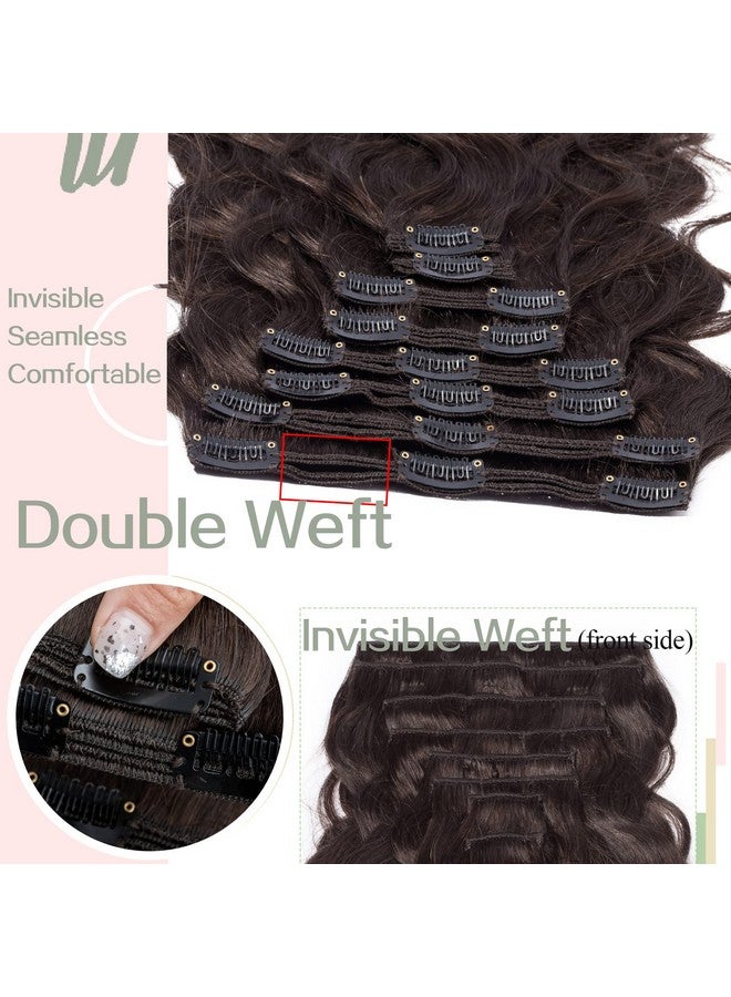 S-noilite Wavy Clip In Hair Extensions Real Human Hair Curly Wavy Clip In Human Hair Double Weft Natural Wave Human Hair Clip In Extensions 8 Pieces 18 Clips 100% Remy Hair(20 Inch 150Gdark Brown (02)) - Image 5