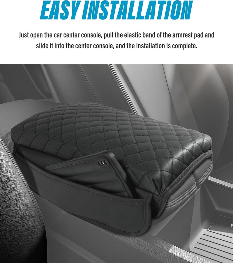 Funda de piel de fibra de carbono para reposabrazos de coche, almohadilla de consola central con bolsillos organizadores, funda de reposabrazos, accesorios de coche, protector de reposabrazos - Image 4
