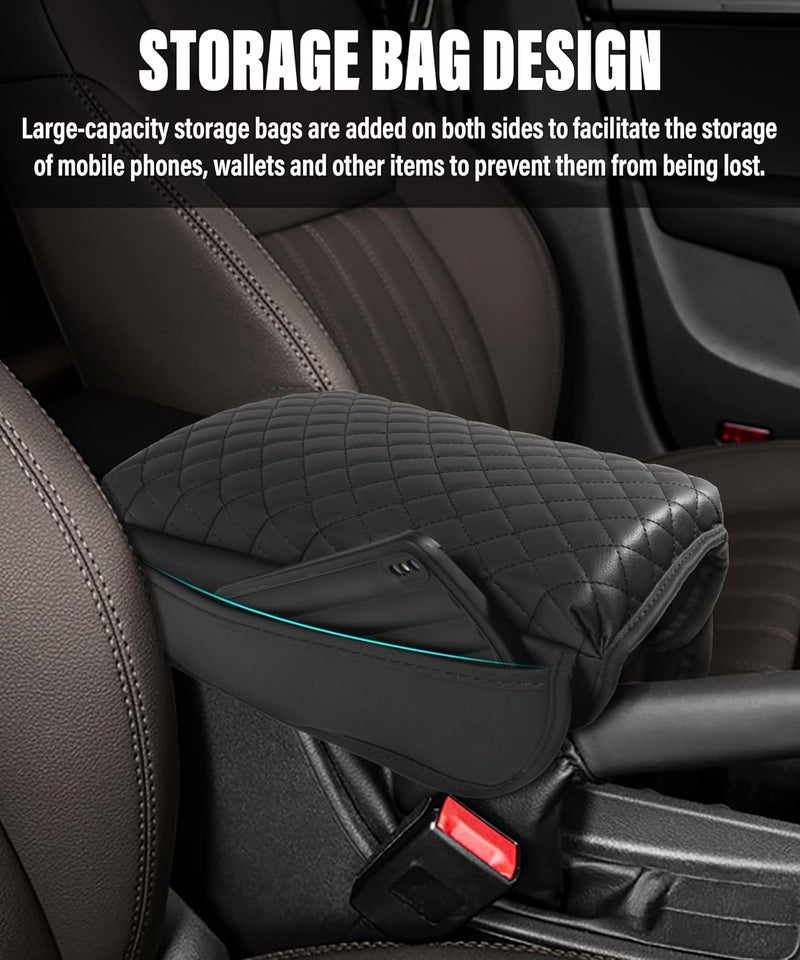 Funda de piel de fibra de carbono para reposabrazos de coche, almohadilla de consola central con bolsillos organizadores, funda de reposabrazos, accesorios de coche, protector de reposabrazos - Image 5