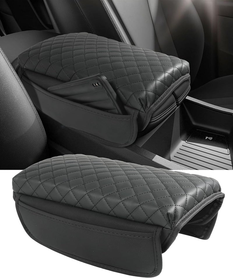 Funda de piel de fibra de carbono para reposabrazos de coche, almohadilla de consola central con bolsillos organizadores, funda de reposabrazos, accesorios de coche, protector de reposabrazos - Image 1