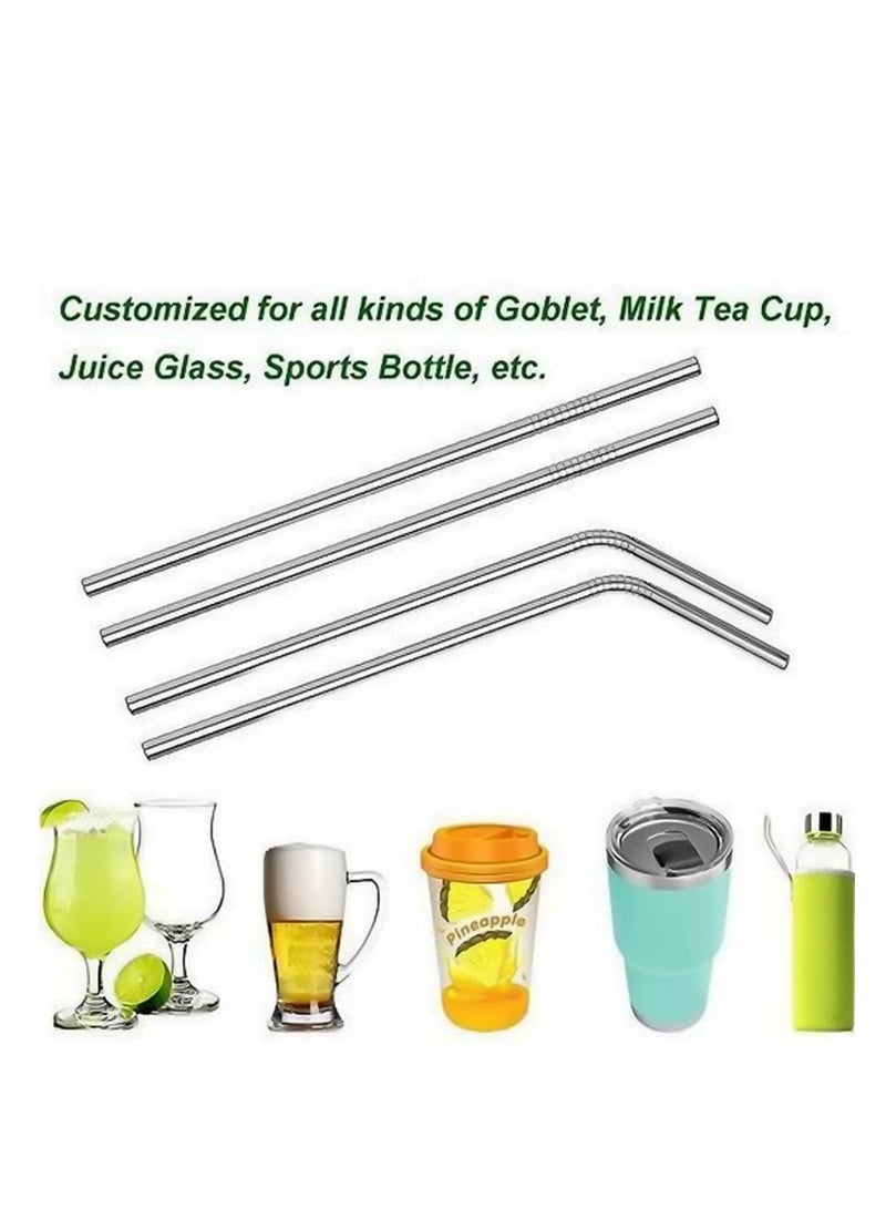 12 Pieces - Stainless Steel Straws + 3 Brushes - Reusable