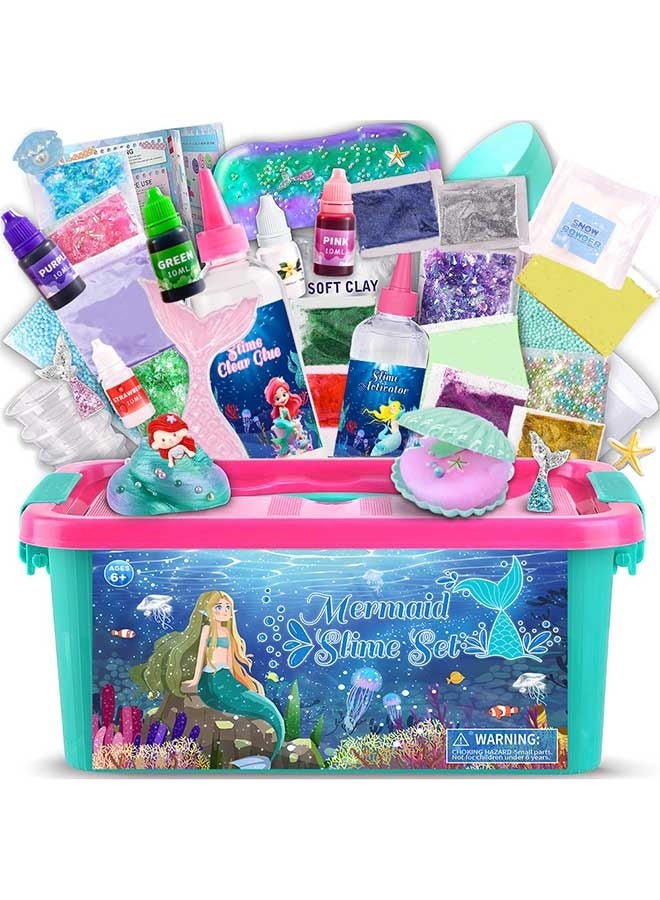 RAWAID Slime Kit for Kids Ages 6+, DIY Mermaid  Making Kit, Fun Slime Gift, Mermaid Slime Maker Set, Birthday Gifts & Toys for Girls - Image 1