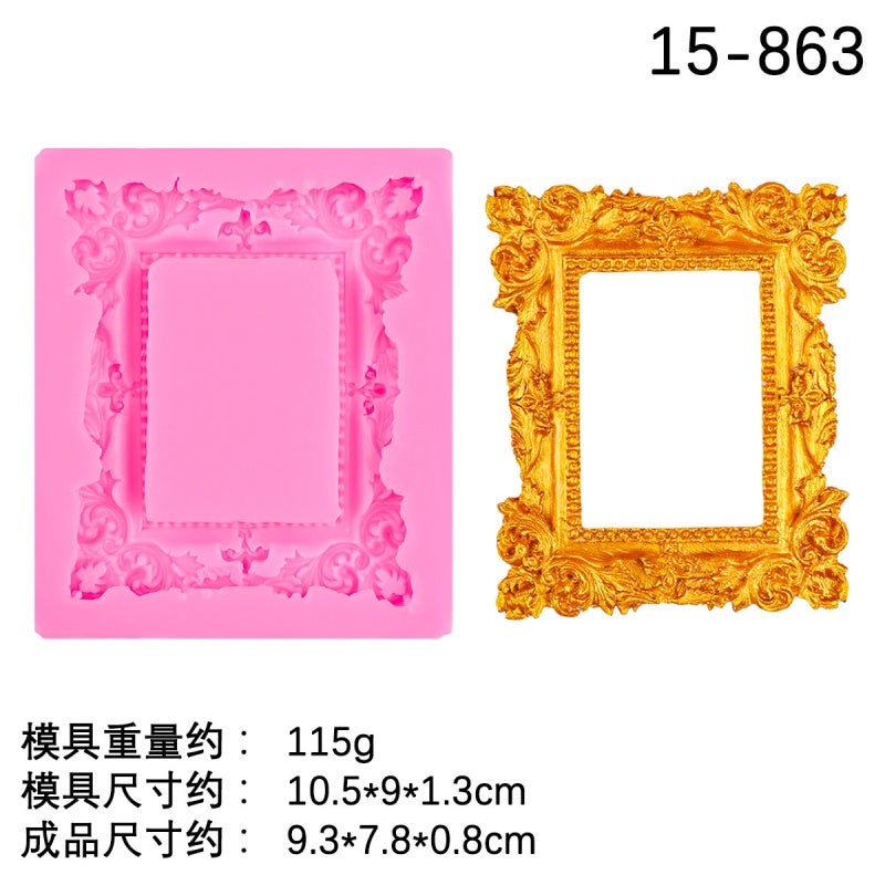 Vintage Lace Photo Frame Silicone Mold: 10.5*9 Pink Food-Grade BPA-Free - Easy Release & Multi-Craft Compatible Baroque Frame Mold for Home Bakers, DIY Enthusiasts, Themed Events - Image 2