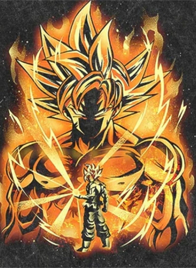 Washed Retro T-shirt Street Hip Hop Anime Dragon Ball Cartoon Print Casual Cotton Summer Short Sleeve - Image 3