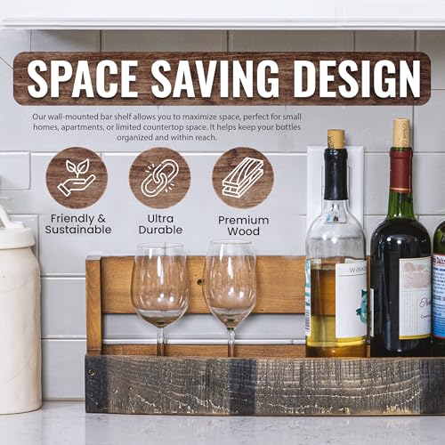 RELODECOR Liquor Bottle Display Shelf – Bar Shelf for Whiskey, Wine & Bourbon – Rustic Wall-Mounted Wooden Shelves, Countertop Rack, Stylish & Space-Saving Small Liquor Cabinet for Enthusiasts - Image 4