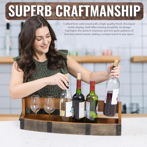 RELODECOR Liquor Bottle Display Shelf – Bar Shelf for Whiskey, Wine & Bourbon – Rustic Wall-Mounted Wooden Shelves, Countertop Rack, Stylish & Space-Saving Small Liquor Cabinet for Enthusiasts - Image 5