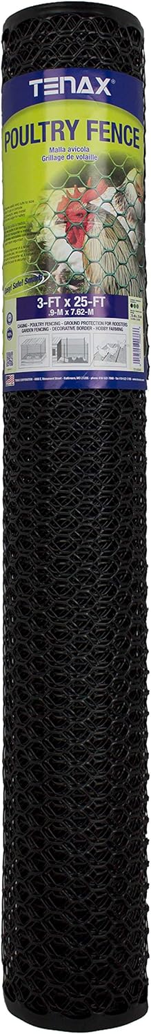 Tenax 72120546 Hex Poultry Fence 3 x 25 Black - Image 1
