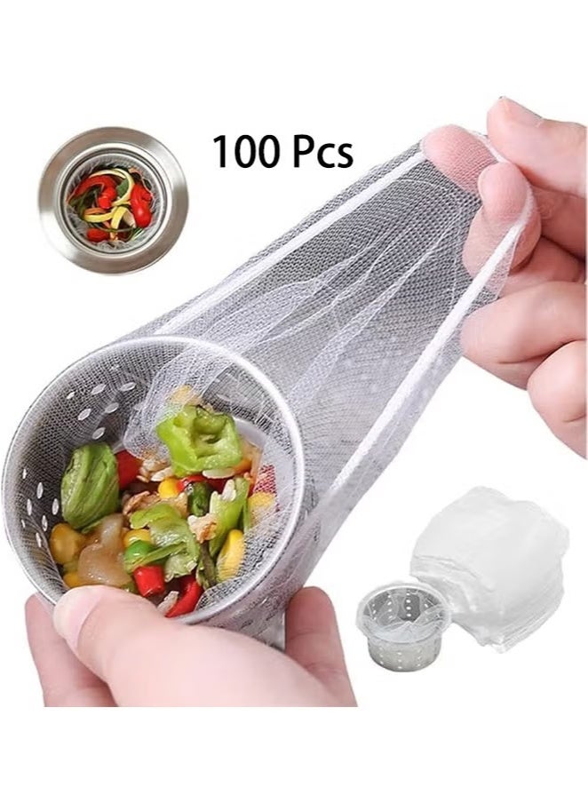 Ciara Kitchen Sink Strainer Mesh Bag- 100 PCS Disposable Sink Net Strainer Filter Bags for Sink Drain for Collecting Kitchen Food Waste Leftover Garbage - Image 1