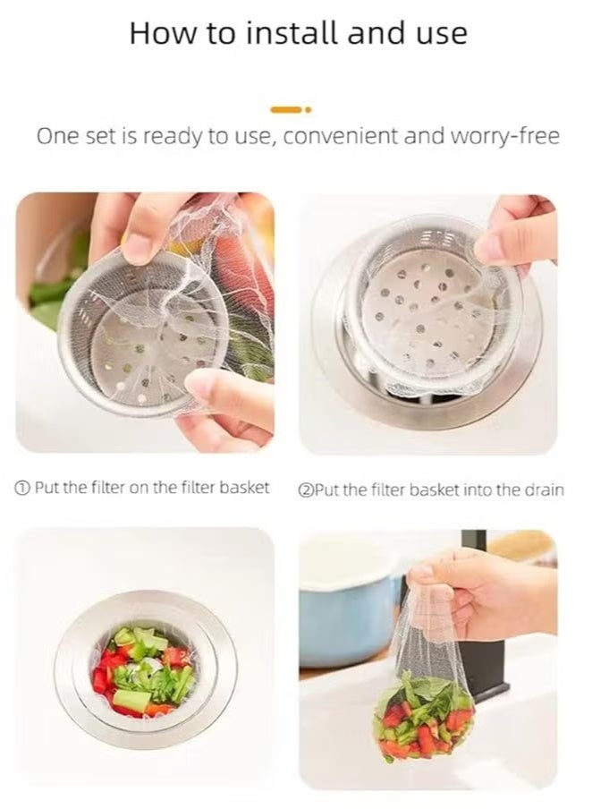 Ciara Kitchen Sink Strainer Mesh Bag- 100 PCS Disposable Sink Net Strainer Filter Bags for Sink Drain for Collecting Kitchen Food Waste Leftover Garbage - Image 4
