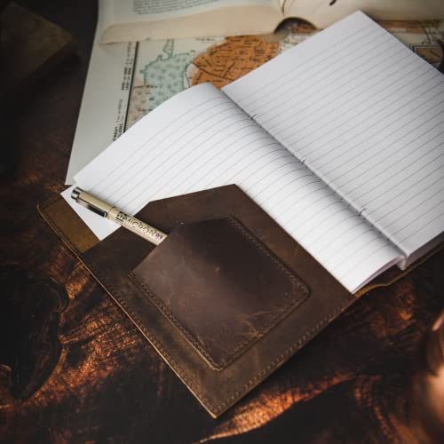 Modest Goods Refillable Leather Journal | Premium Lined A5 Notebook Cover | 200 Ruled Writing Pages | Card Holder Slot | Leather Bound Journals for Men & Women, Best Gift Travel Diary, Cool Planner - Image 5