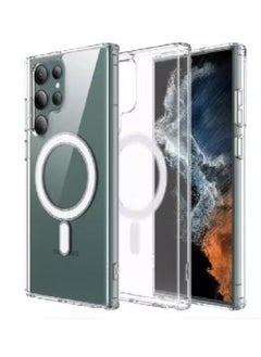 Magnetic Clear Case Cover Compatible with Samsung Galaxy S23 Ultra, Slim Bumper MagSafe Case Cover Compatible with Card Wallet & Wireless Charger, Screen & Camera S23 Ultra
