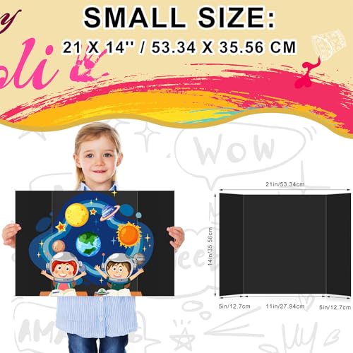 HAUTOCO 3 Pcs Small Trifold Poster Board 21 x 14 inches Tri Fold Presentation Boards Black Corrugated Project Boards for Science Fair, School Project, Event Displays, Business - Image 2
