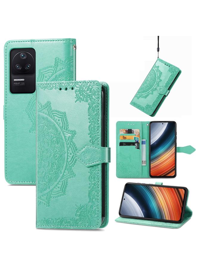 The Bros Case For Xiaomi Redmi K40S Mandala Flower Embossed Leather Phone Case