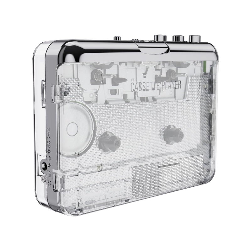 Docooler Cassette Player, Auto Reverse ï¼†Clear Stereo Cassette Player, Tape-to-MP3 Converter Recorder via PC Cassette Tape Player with Earphone - Transparent - Image 1