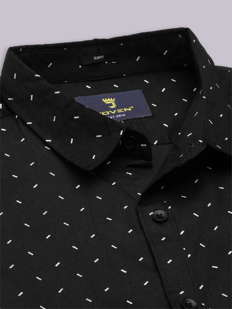 Joven  Black Printed Cotton Casual Shirt for Men for Men | Best Price UAE