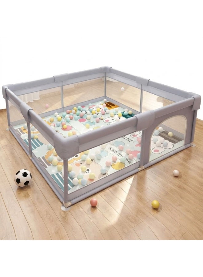 ORIONMAX Baby Playpen for Babies & Toddlers, Extra Large Baby Play Yard with 50 Balls, Safety Baby Fence Play Area, Portable Playpen with Breathable Mesh, Non-Slip Suction Cups for Indoor & Outdoor (Grey, 120x120cm) - Image 3