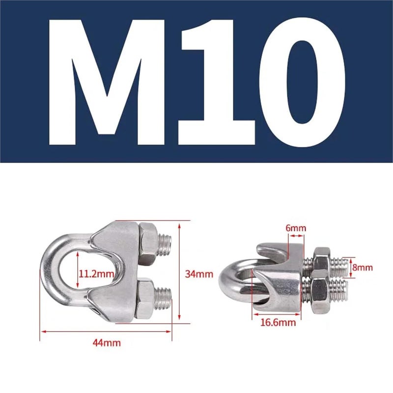 Wire Rope Clips 50pcs U Type Stainless Steel Rope Clip Cable Bolts Wire Clamp Fixing for Cable Fitting(M10) - Image 2