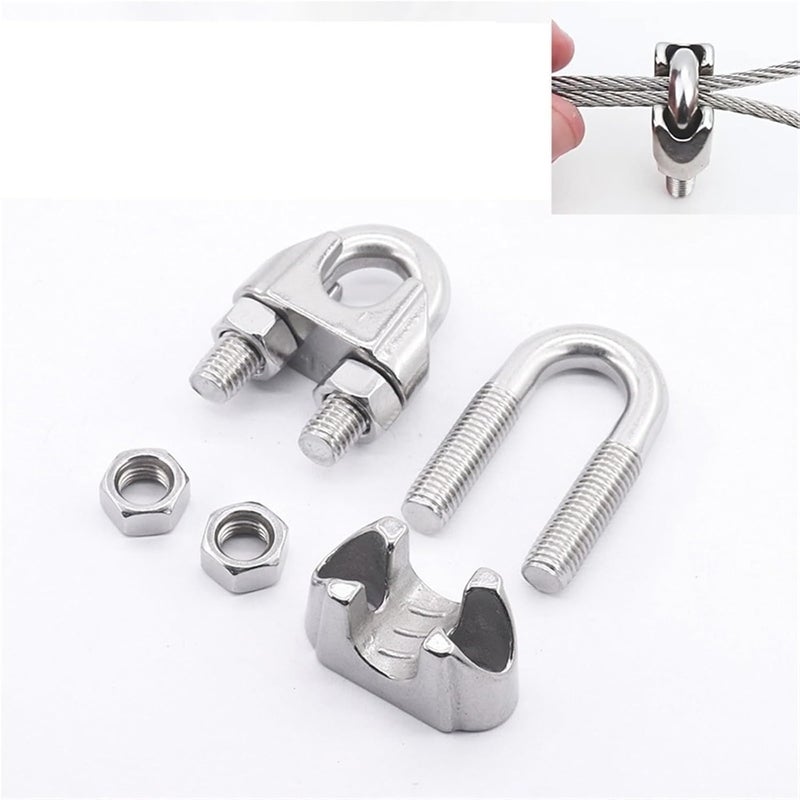 Wire Rope Clips 50pcs U Type Stainless Steel Rope Clip Cable Bolts Wire Clamp Fixing for Cable Fitting(M10) - Image 3