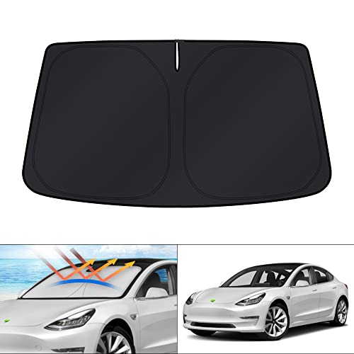 KUST Windshield Sun Shade for 20172023 Tesla Model 3 Accessories Sunshade Window Sun Visor Protector Foldable Blocks UV Rays Keep Your Car CoolerNot for 2024 Model 3 - Image 1