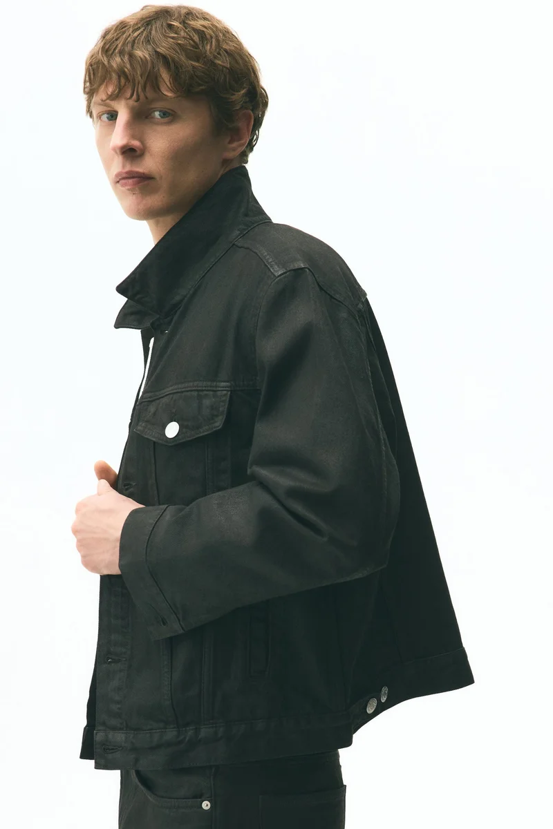 H&M  Loose Fit Coated denim jacket for Men | Best Price UAE