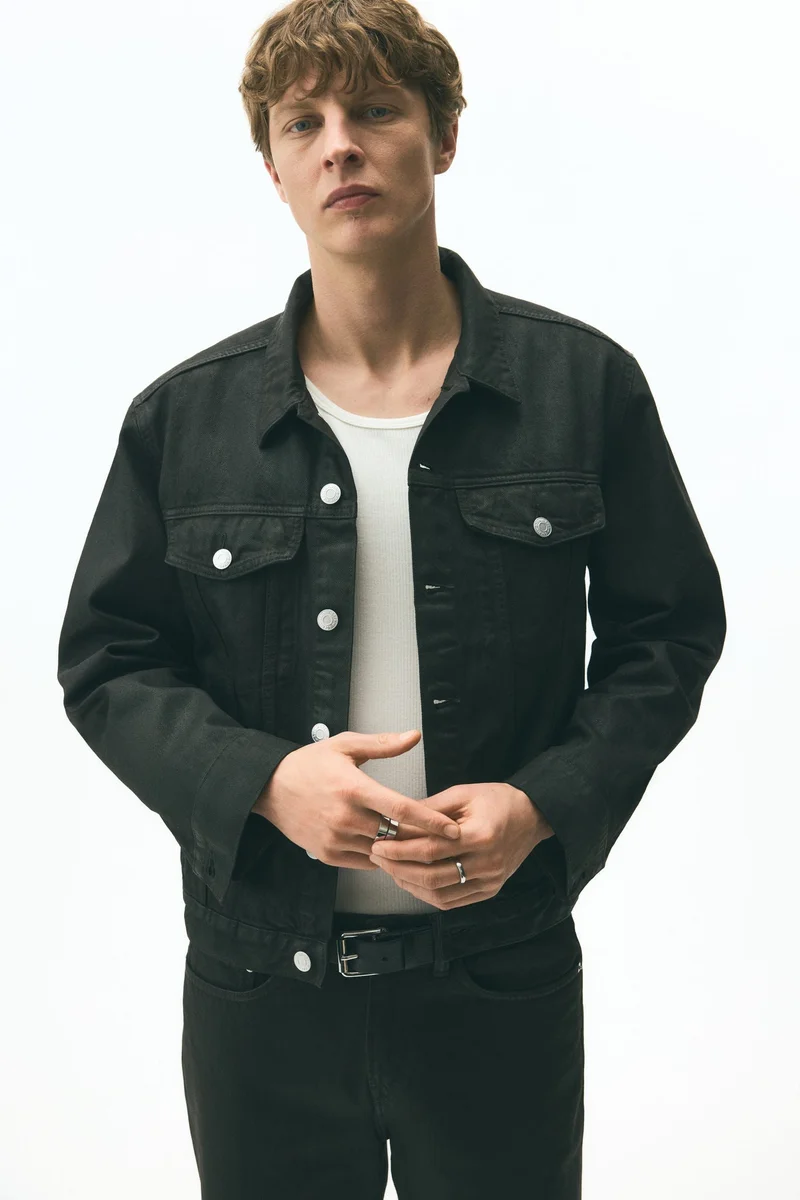 H&M  Loose Fit Coated denim jacket for Men | Best Price UAE