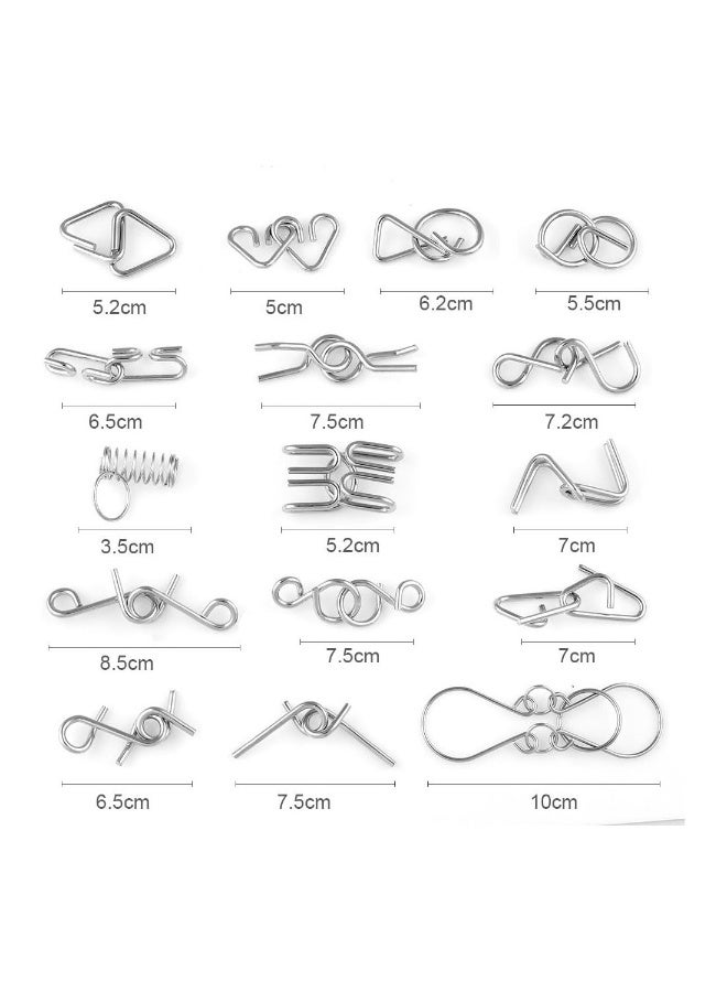 Metal Wire Puzzle Set Of 16 With Pouch Brain Teaser IQ Test Disentanglemen Iron Link Unlock Puzzles Game Magic Trick Toy Gift  - Image 5