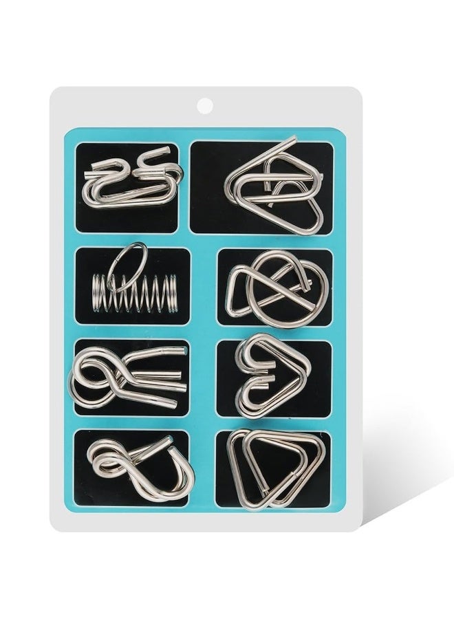 Metal Wire Puzzle Set Of 16 With Pouch Brain Teaser IQ Test Disentanglemen Iron Link Unlock Puzzles Game Magic Trick Toy Gift  - Image 3